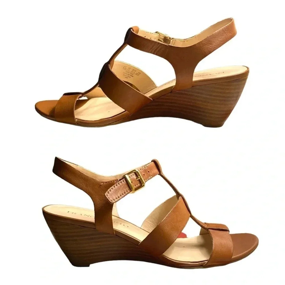 FRANCO SARTO Brown Gladiator Leather Women Sandal Shoes Size 9.5M